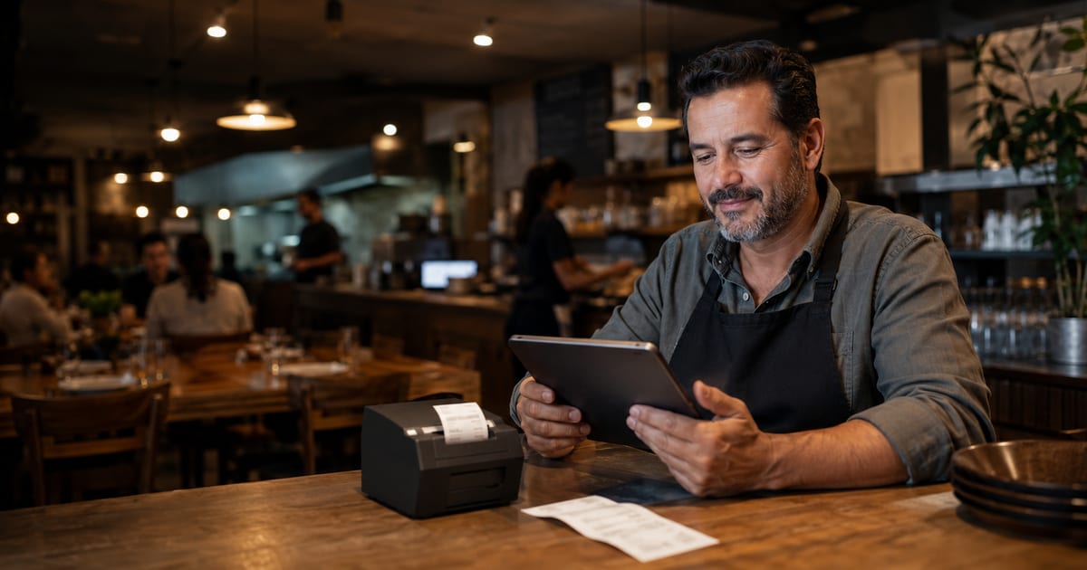 Dueño de restaurante chileno entendiendo el proceso de certificación de documentos electrónicos ante el SII