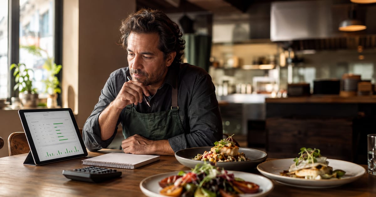 Dueño de restaurante chileno comparando la rentabilidad de los platos de su carta